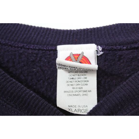 Vintage 1996 Marvin the Martian x Looney Tunes Crew Sweatshirt Purple XL H12289 - Picture 7 of 10